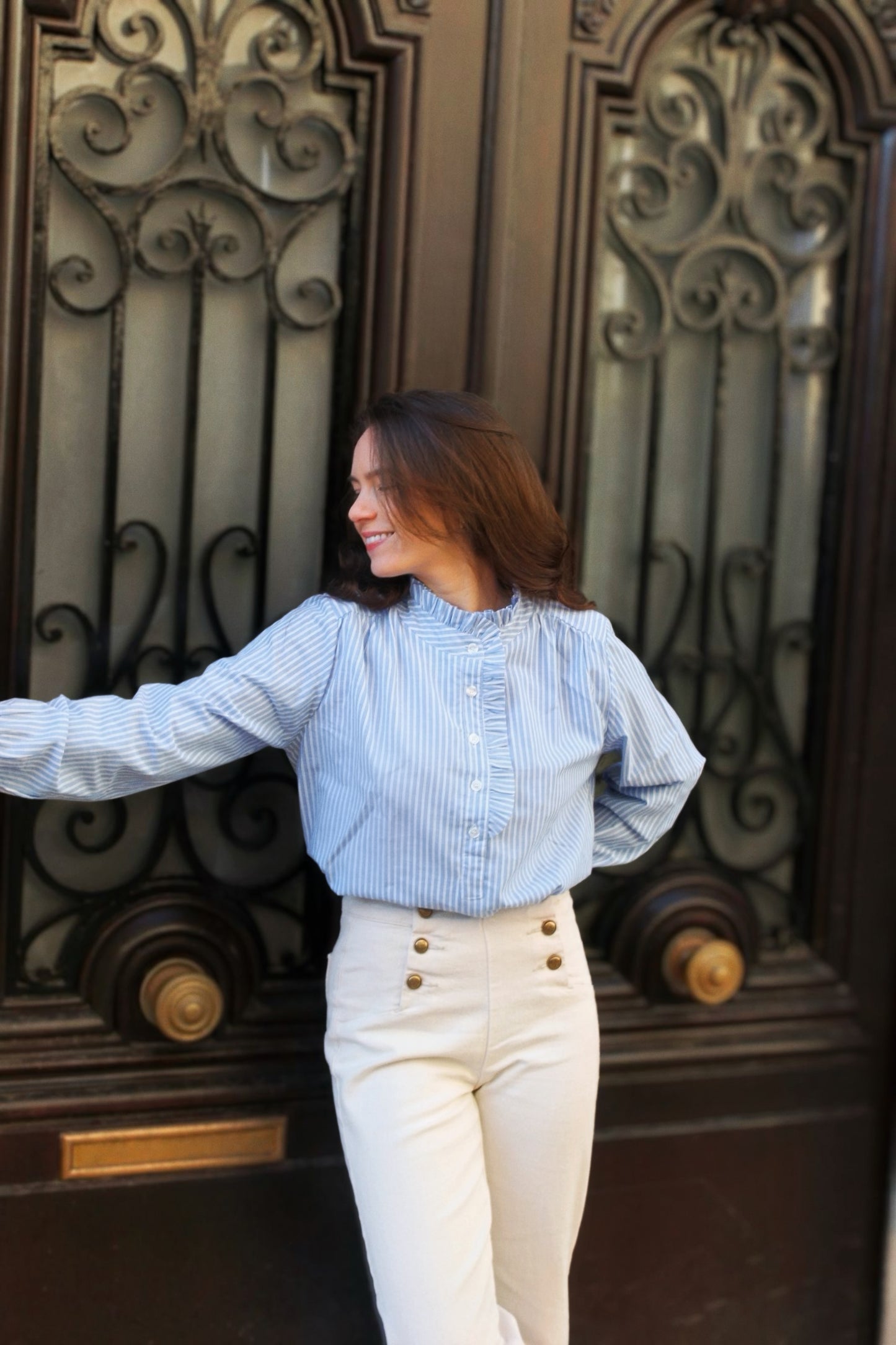 Chemisier bleu à rayures Hortense