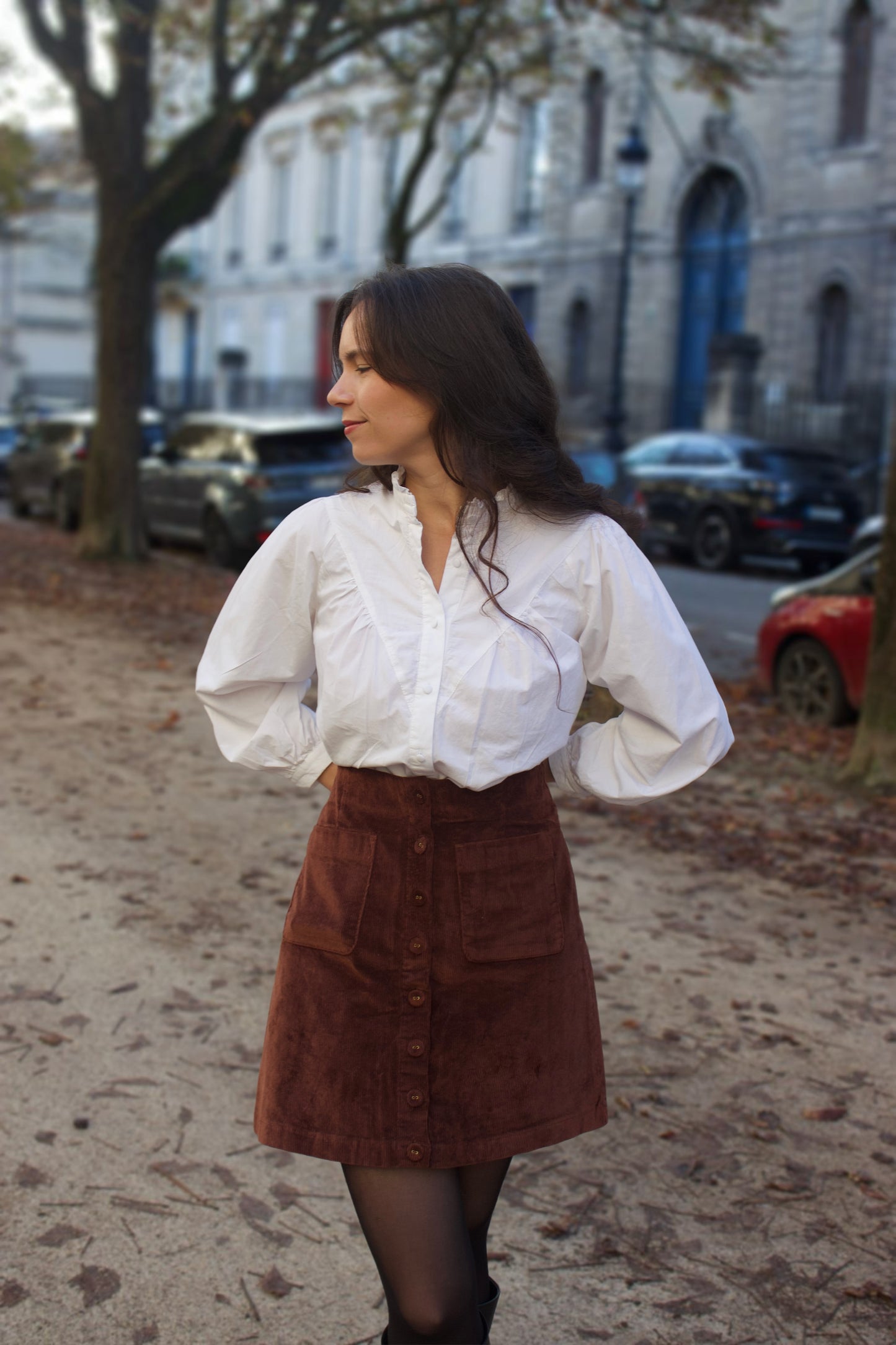 Jupe Suzanne en velours côtelé camel