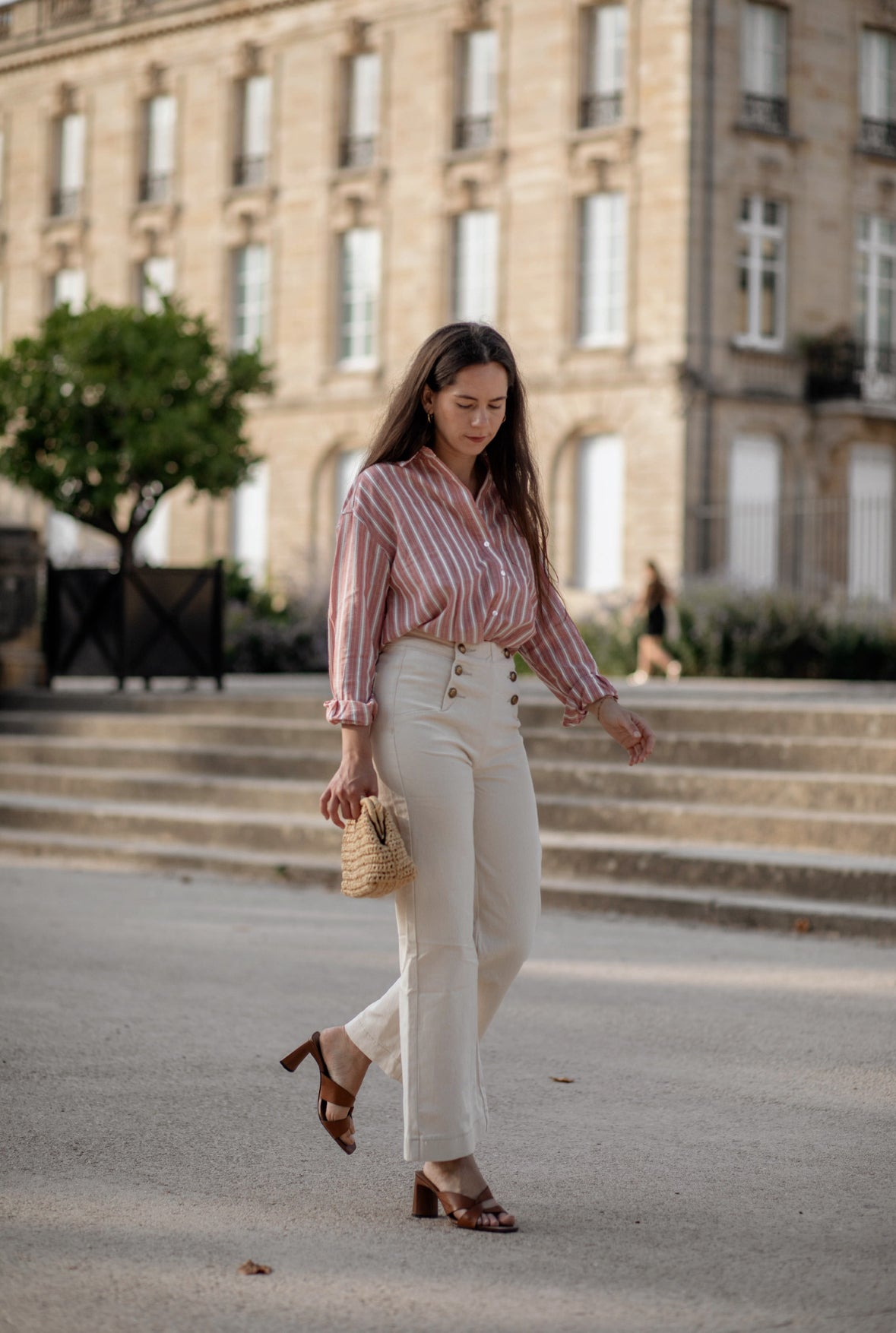 Pantalon Alienor denim écru à pont