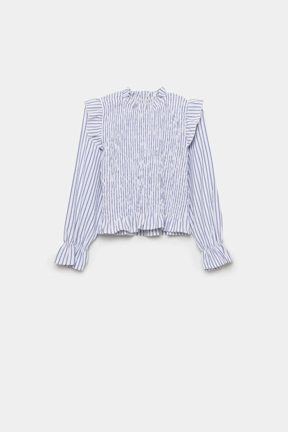 Blouse smockée à rayures