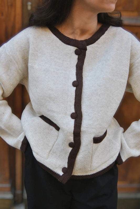 Gilet Elie écru et chocolat