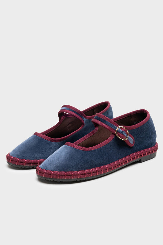 Ballerines Adèle bleu et bordeaux PRÉCOMMANDE