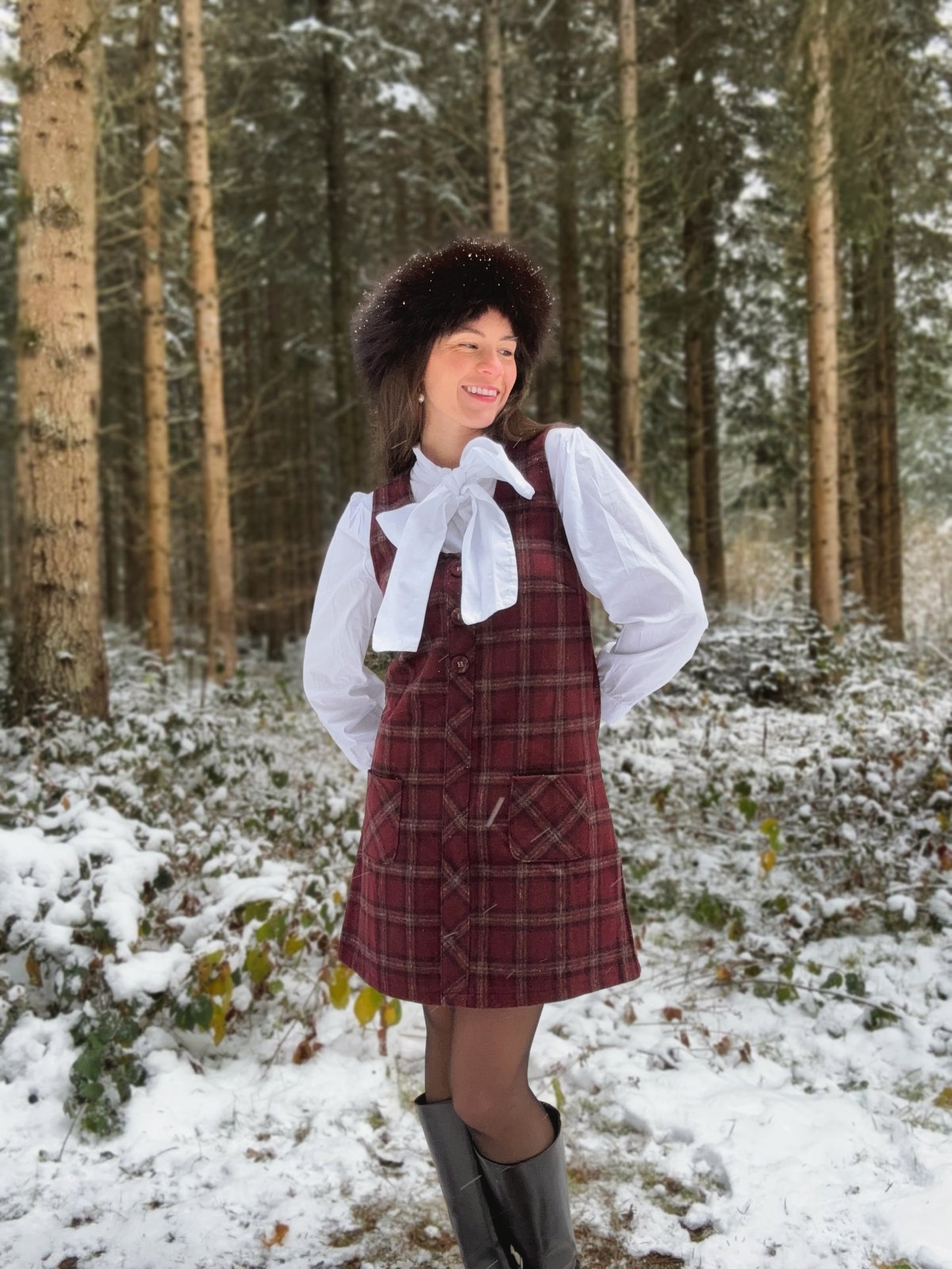 Robe Hortense tartan bordeaux