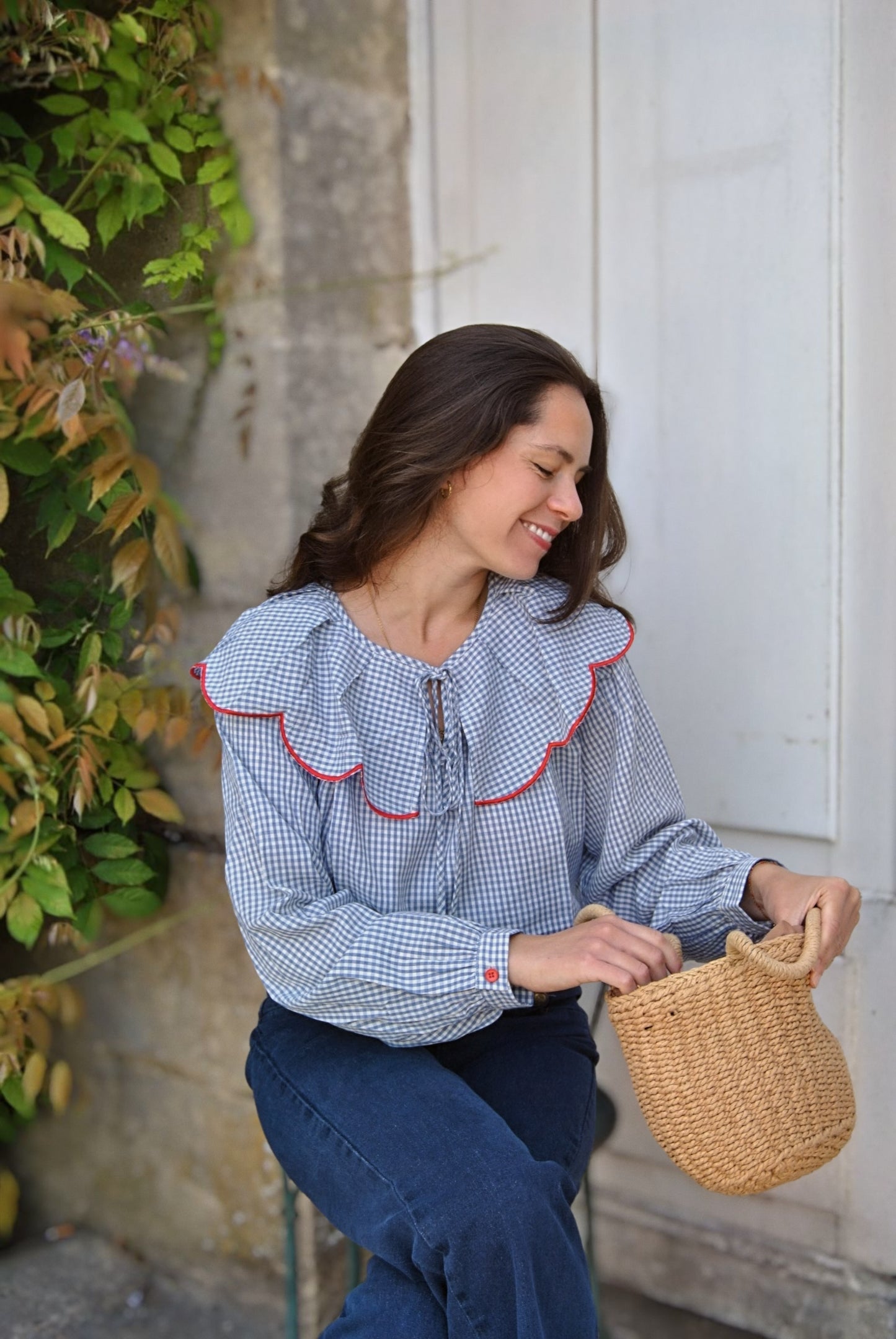 Blouse vichy col Claudine Louisa