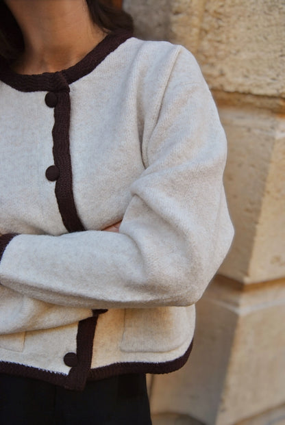 Gilet Elie écru et chocolat