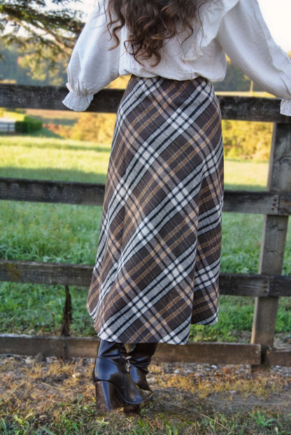 Jupe Daphné tartan brun