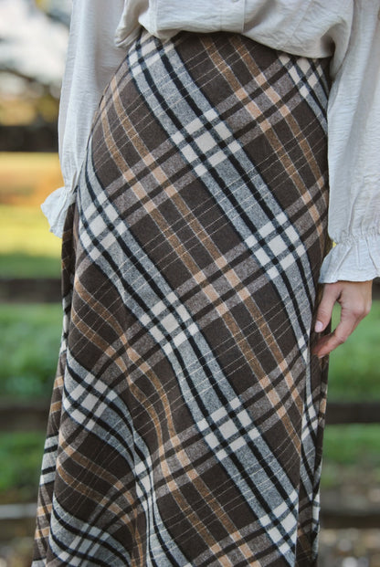 Jupe Daphné tartan brun