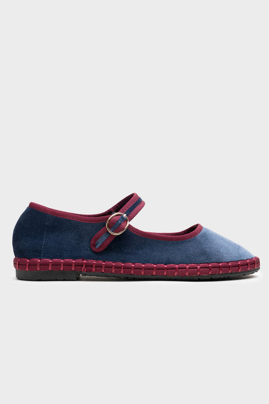 Ballerines Adèle bleu et bordeaux PRÉCOMMANDE