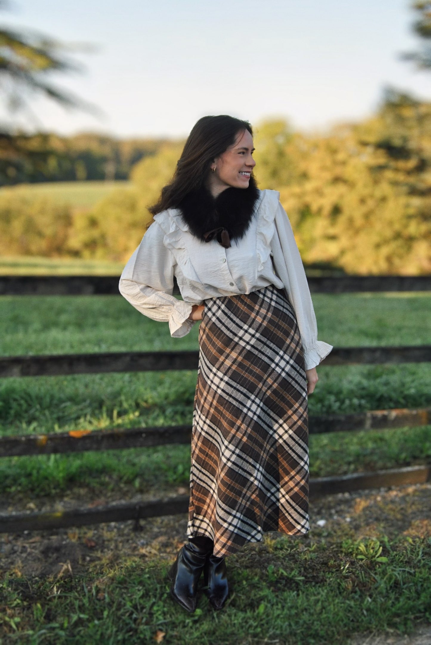 Jupe Daphné tartan brun