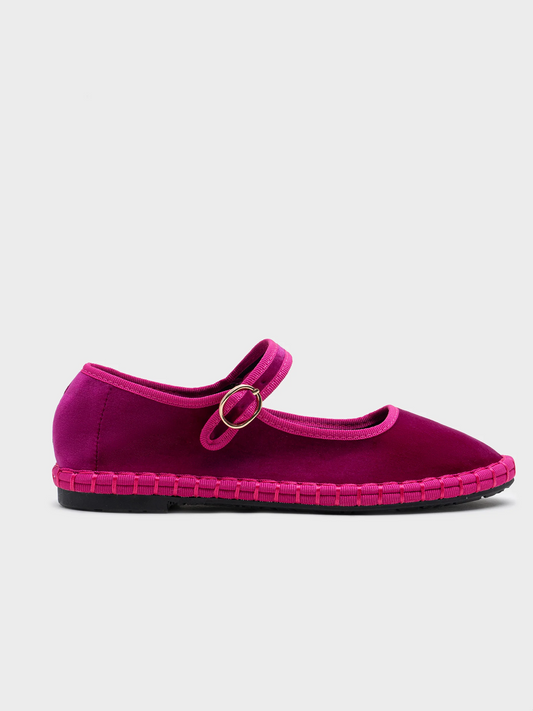 Ballerines velours fushia